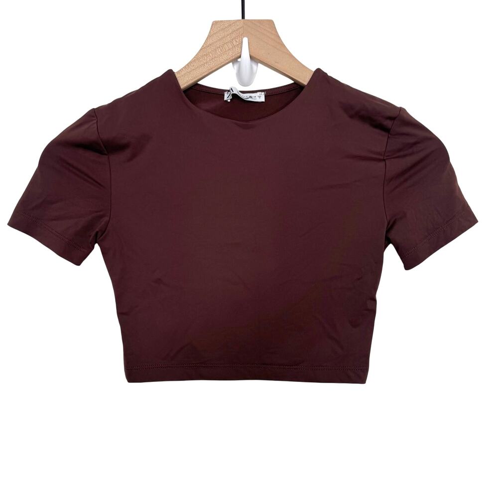 Zara Brown Cropped T Shirt Size Small